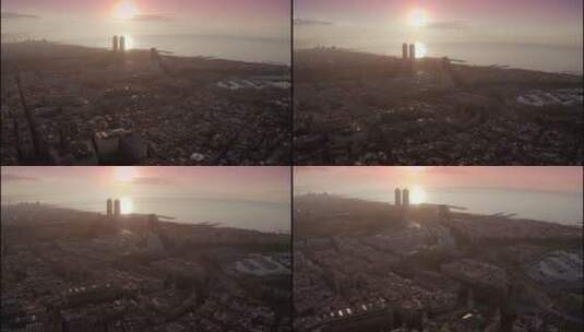 西班牙巴塞罗那城市航拍19高清在线视频素材下载