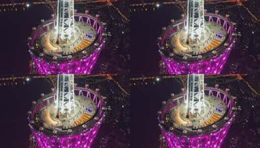 广州塔夜景CBD珠江新城航拍城市风光空镜高清在线视频素材下载