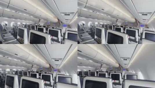 新冠疫情期间空荡的飞机客舱高清在线视频素材下载