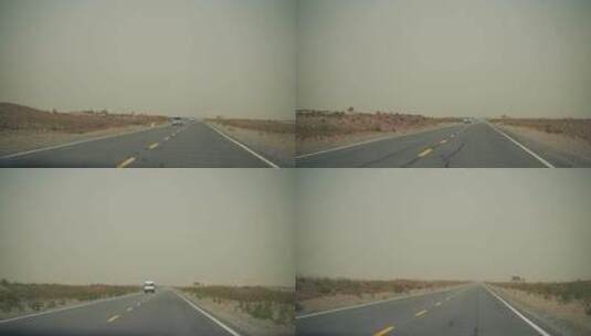 汽车在沙漠公路行驶行车记录仪驾驶第一视角高清在线视频素材下载