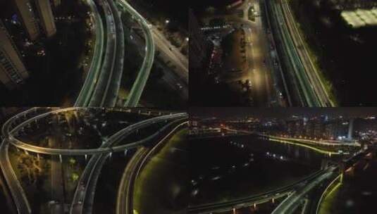 泉州江滨南路夜景航拍高清在线视频素材下载