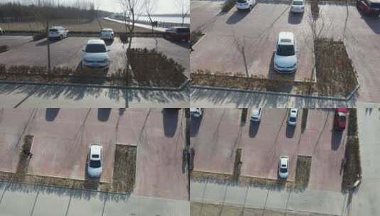 航拍停车场的小汽车 (3)高清在线视频素材下载