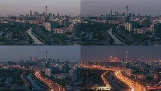 国庆左安门+国贸白转夜延时北京地表建筑高清在线视频素材下载