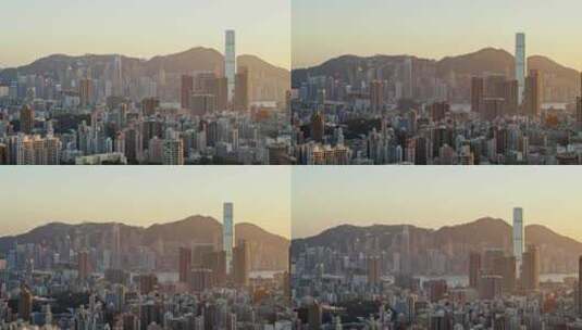 中国香港航拍城市大景港岛九龙区高清在线视频素材下载