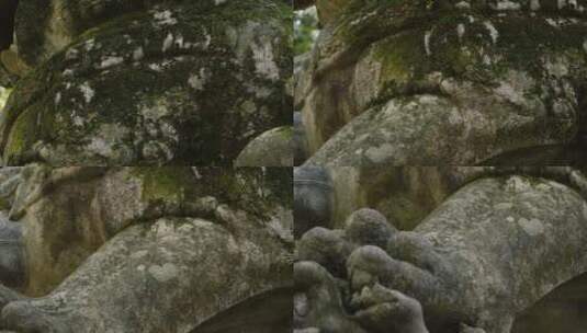 天台山 国清寺山门石狮子运镜·1高清在线视频素材下载