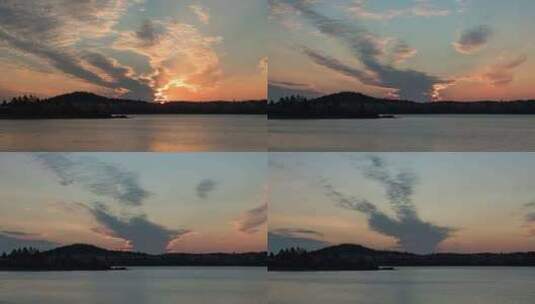 湖泊森林日落夕阳延时风景摄影高清在线视频素材下载