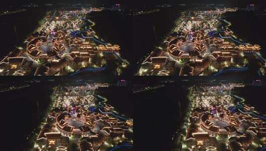 广西崇左市太平府夜景灯光航拍高清在线视频素材下载