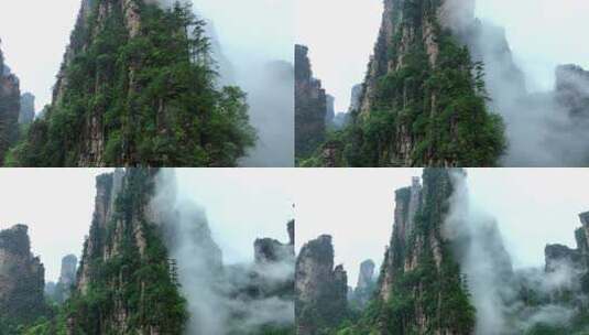 航拍山谷森林云雾-张家界高清在线视频素材下载