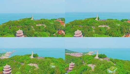 航拍福建莆田湄洲岛5A景区妈祖庙风光拍摄高清在线视频素材下载
