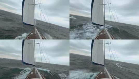 帆船在大海中航行第一视角高清在线视频素材下载