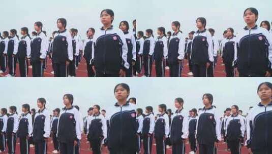 广西南宁中学操场中学生升旗片段高清在线视频素材下载