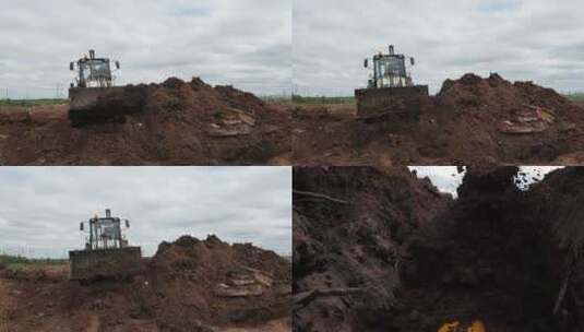 挖掘机挖沟槽高清在线视频素材下载