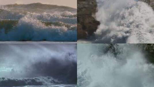 海浪冲击礁石拍打岩石高清在线视频素材下载
