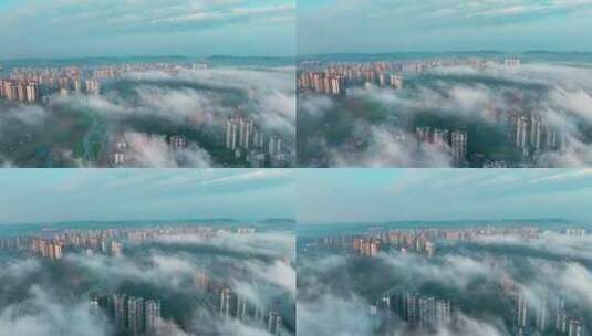 城市建筑大楼云雾高清在线视频素材下载