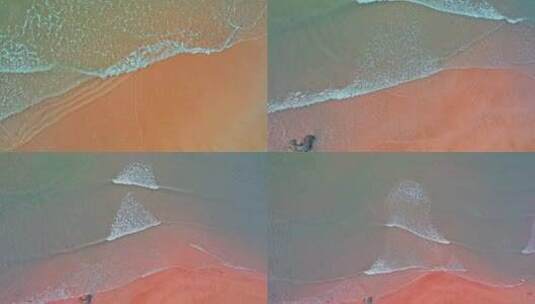 航拍舟山嵊泗列岛海水拍打着沙滩高清在线视频素材下载