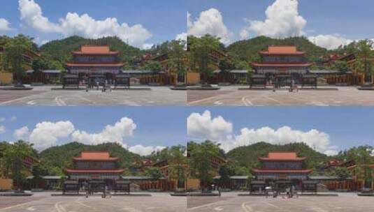 延时摄影广东惠州大亚湾旅游古建筑清泉古寺高清在线视频素材下载