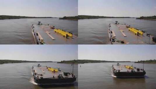浮桥船在漂流行驶高清在线视频素材下载