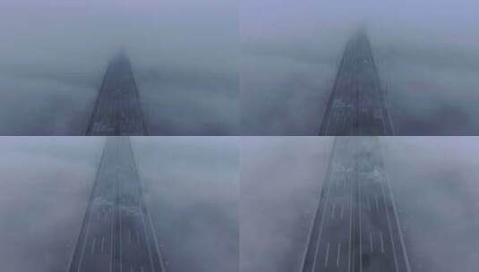 云雾缭绕的公路桥高清在线视频素材下载