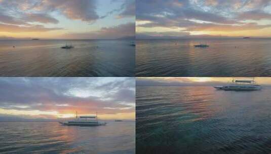 海边的日落时的豪华游艇高清在线视频素材下载