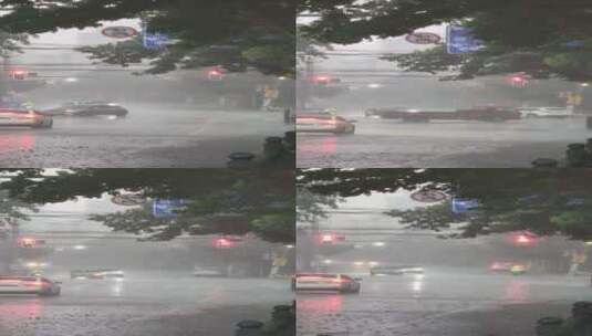 红绿灯路口的大雨竖屏高清在线视频素材下载