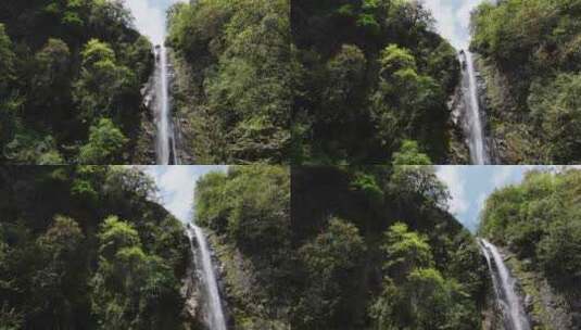 大山深处溪流瀑布绝壁飞瀑高清在线视频素材下载