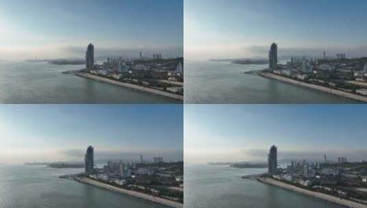 厦门双子塔航拍世茂海峡大厦城市建筑风光高清在线视频素材下载