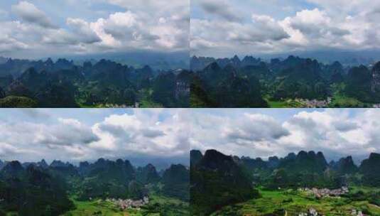 夏日桂林峰林山脉蓝天白云高清在线视频素材下载