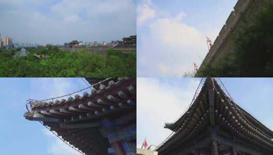 西安城墙护城河美丽的云朵合集（延时）高清在线视频素材下载