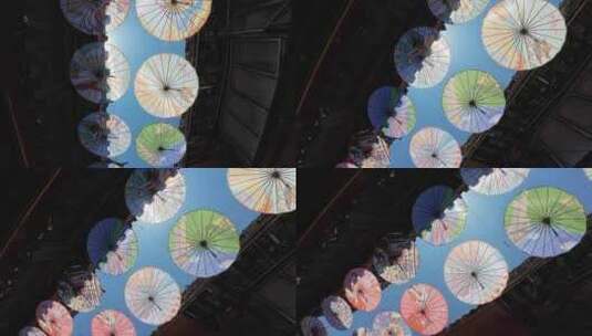 丽江古城油纸伞街风光高清在线视频素材下载