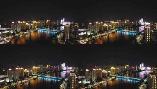 航拍福州闽江大桥夜景高清在线视频素材下载