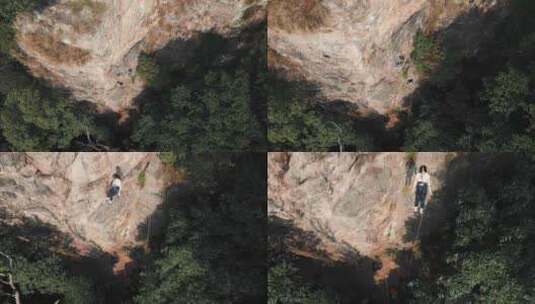 航拍杭州户外攀岩高清在线视频素材下载