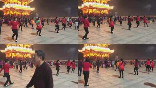 节日广场舞跳不停高清在线视频素材下载