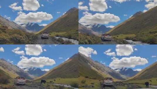 越野自驾游川西横断山脉乌库楚雪山大本营高清在线视频素材下载