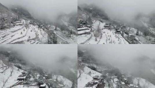 乌蒙山乡村美丽雪景高清在线视频素材下载