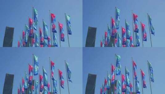 第二十五届高交会旗子飘动高清在线视频素材下载