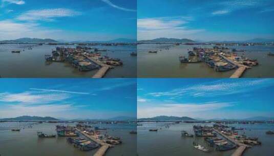 渔港码头延时高清在线视频素材下载