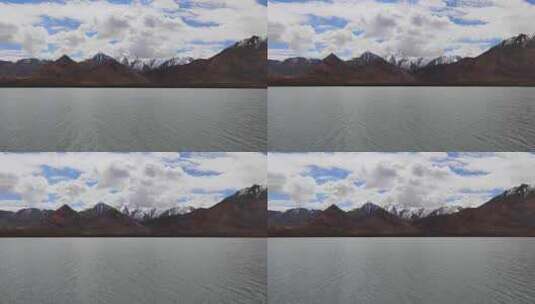 青海格尔木青藏线旁的海子雪山风光高清在线视频素材下载