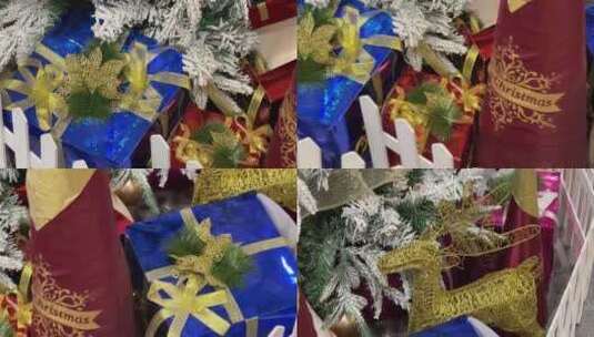 圣诞节圣诞树装饰品装饰物礼物礼品特写高清在线视频素材下载