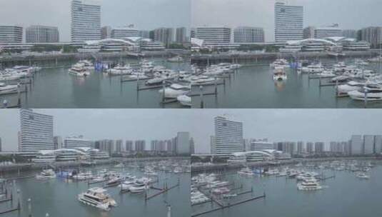 厦门湖里五缘湾国际游艇汇五缘大桥海景航拍高清在线视频素材下载