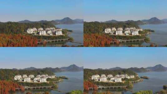 杭州临安青山湖秋季风光高清在线视频素材下载