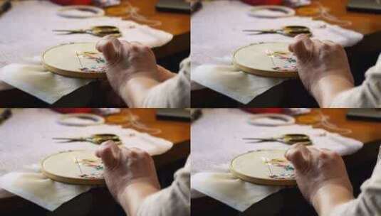 中国民间传统非遗文化，民间刺绣布艺高清在线视频素材下载