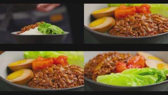 美食卤肉饭展示中餐快餐高清在线视频素材下载
