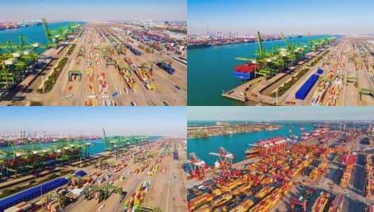 4K天津港港口码头货运延时合集高清在线视频素材下载