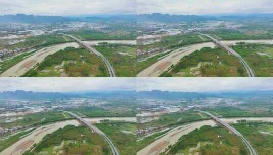 广西桂林漓江龙门大桥航拍高清在线视频素材下载