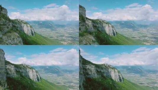沿着岩壁和悬崖，在法国阿尔卑斯山的山谷中高清在线视频素材下载