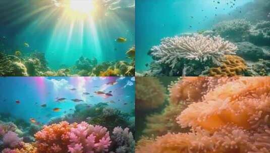 唯美海洋海底世界水下世界珊瑚丛鱼类生物素高清在线视频素材下载