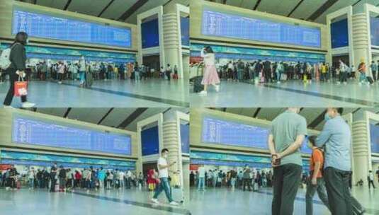 北京南站售票窗口延时摄影高清在线视频素材下载