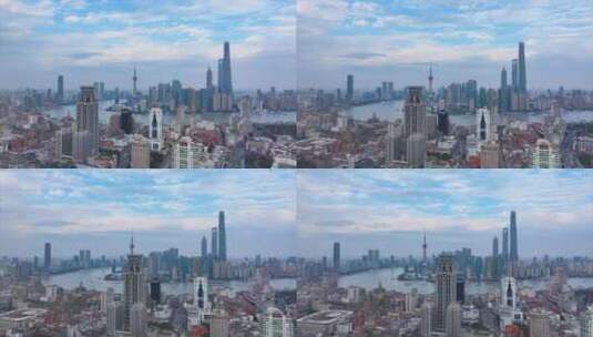 上海外滩陆家嘴航拍延时城市地标风景风光素高清在线视频素材下载