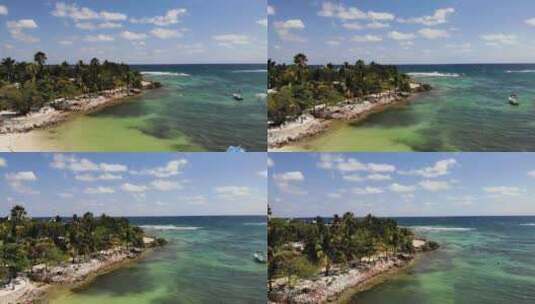 无人机飞越美丽的墨西哥海滩和海洋热点。高清在线视频素材下载