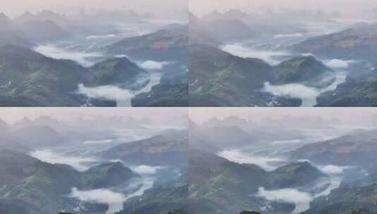 山间河流晨雾高清在线视频素材下载